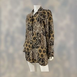 80's Disco Fever Caviar polyester Blouse ~ Boho, Hipster XL